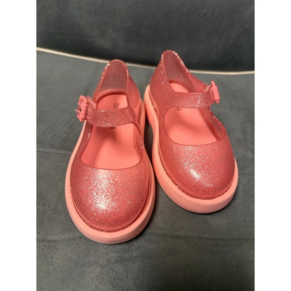 Mini Melissa Lola II BB toddler shoes in a glittery pink Size Toddler 7